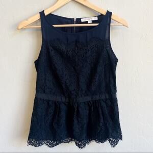 LOFT‎ Navy Blue Black Lace Sleeveless Top
